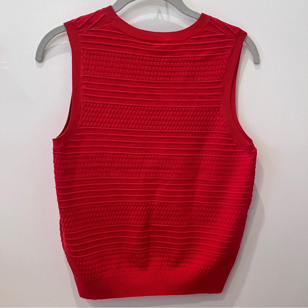 Theory JunJeen Prosecco Top Red Orange Knit Sleeveless - Picture 5 of 7